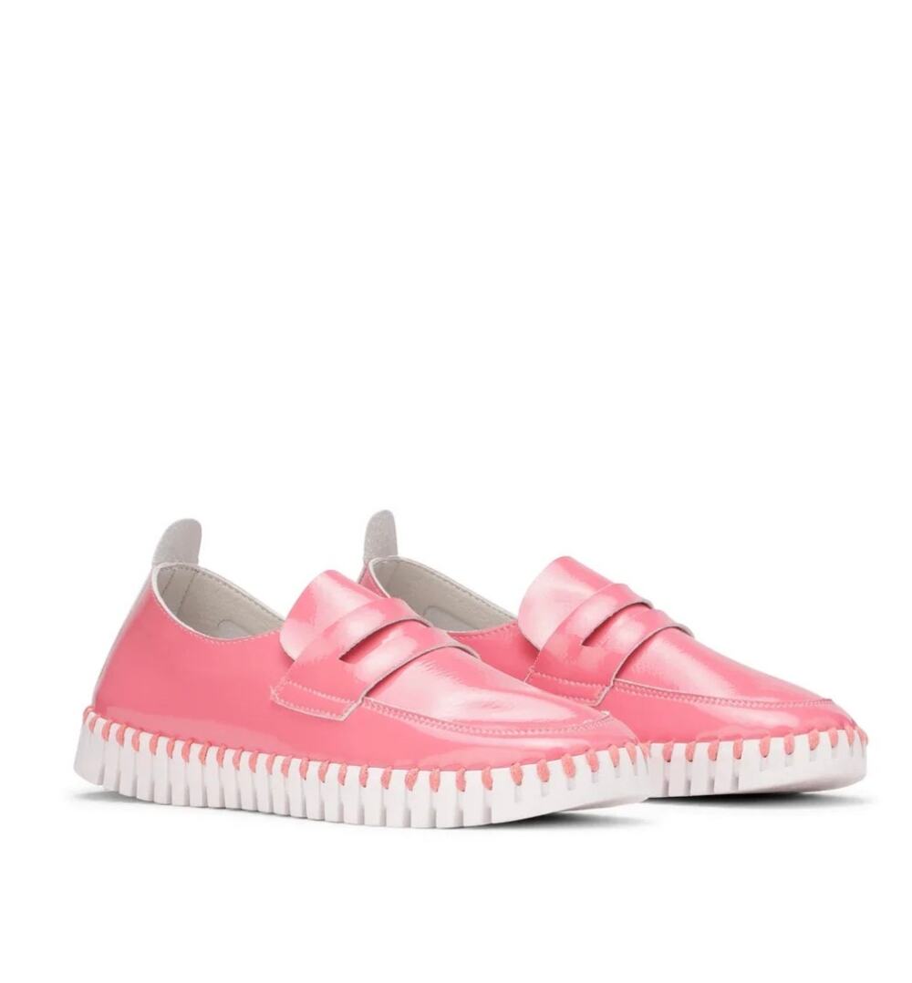 Ilse Jacobsen Soft Rose Patent Flat Comfort Loafers Slip On EU37 US6.5-7 WMNS